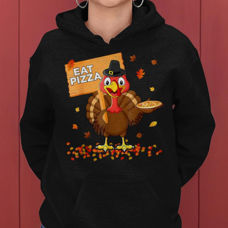 Turkey Eat Pizza Vegan Thanksgiving Fall Autumn Groovy Women Hoodie