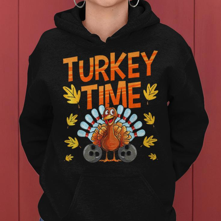 Turkey Time Bowl Bowling Strike Pin Sport Thanksgiving Boys Women Hoodie
