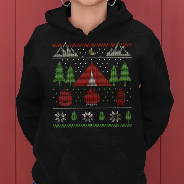 Ugly Christmas Sweater Camping Women Hoodie