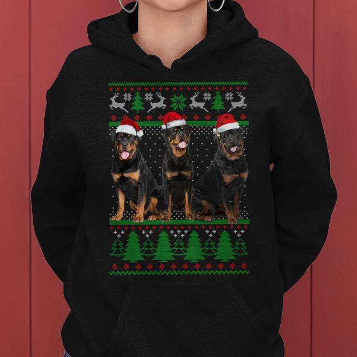 Ugly Christmas Sweater Rottweiler Dog Women Hoodie