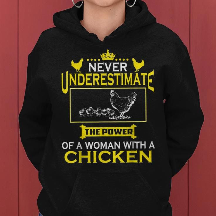 Never Underestimate The Power Of Woman With Chicken FarmerWomen Hoodie