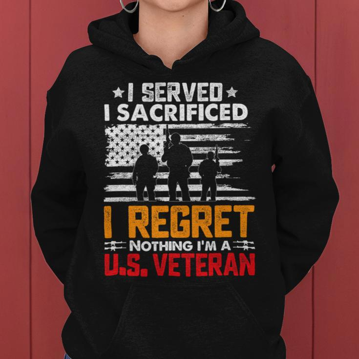 Veteran Vets Us Army Veteran Gifts American Flag I Regret Nothing Gift Veterans Women Hoodie