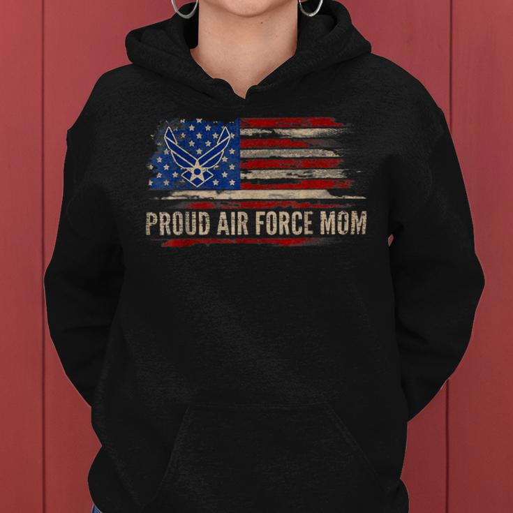 Veteran Vets Vintage Proud Air Force Mom American Flag Veteran Gift Veterans Women Hoodie