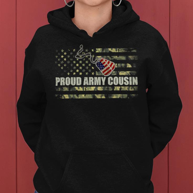 Vintage American Flag Proud Army Cousin Veteran Day Gift 75 Women Hoodie