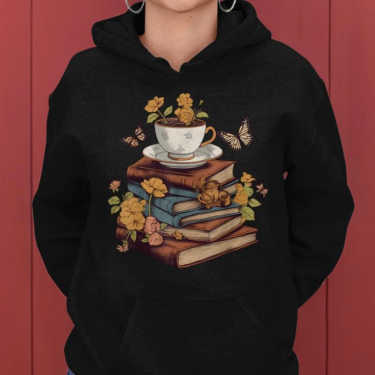 Vintage Cottagecore Aesthetic Butterfly Floral Book Lover Butterfly Funny Designs Funny Gifts Women Hoodie