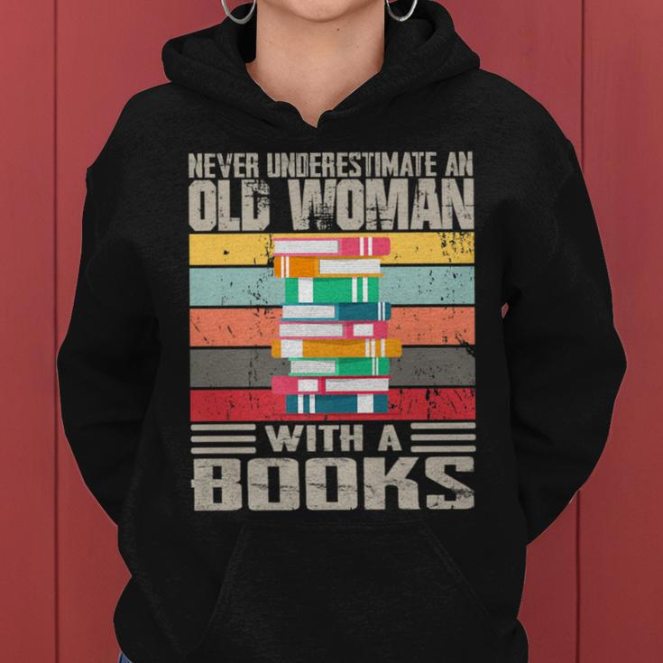 Vintage Never Underestimate An Old Woman With Books Lovers Women Hoodie