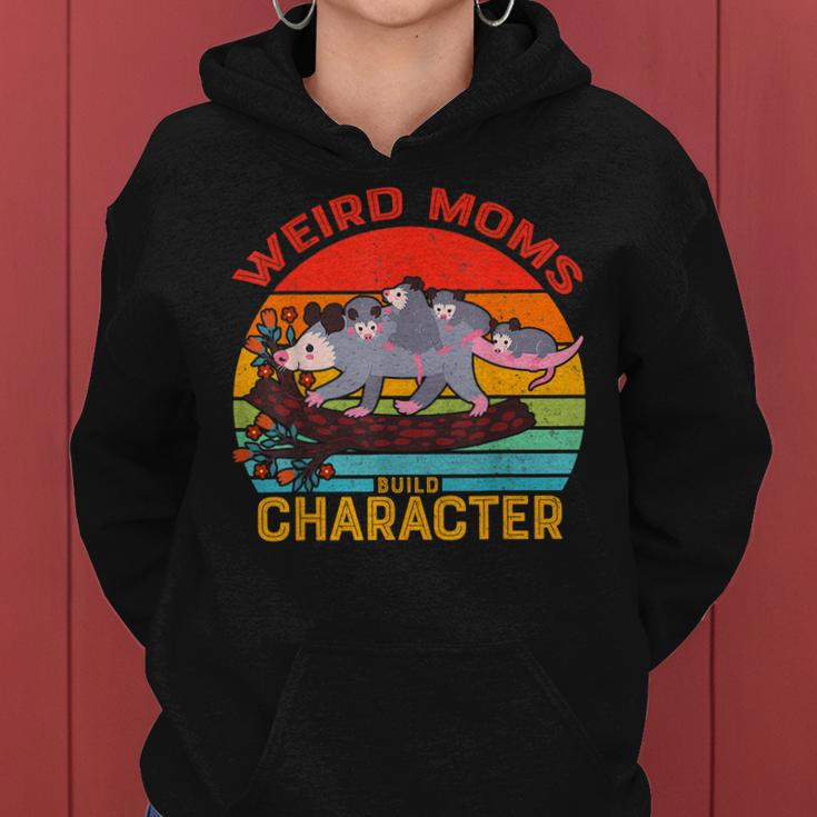 Vintage Weird Moms Build Character Opossum Mom Mothers Day Women Hoodie