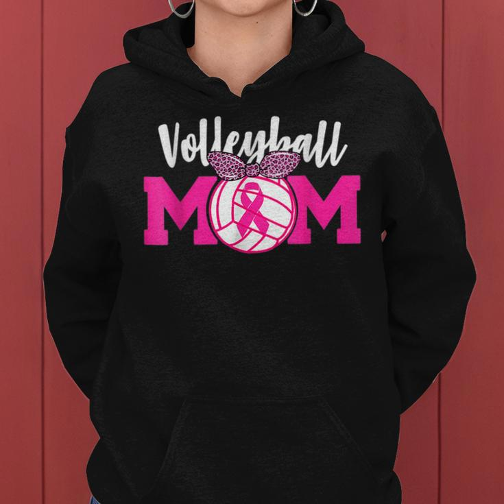 Volleyball Mom Pink Ribbon Breast Cancer Awareness Fighters Women Hoodie