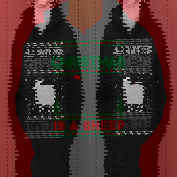 All I Want For Xmas Is A Sheep Ugly Christmas Sweater Women Hoodie