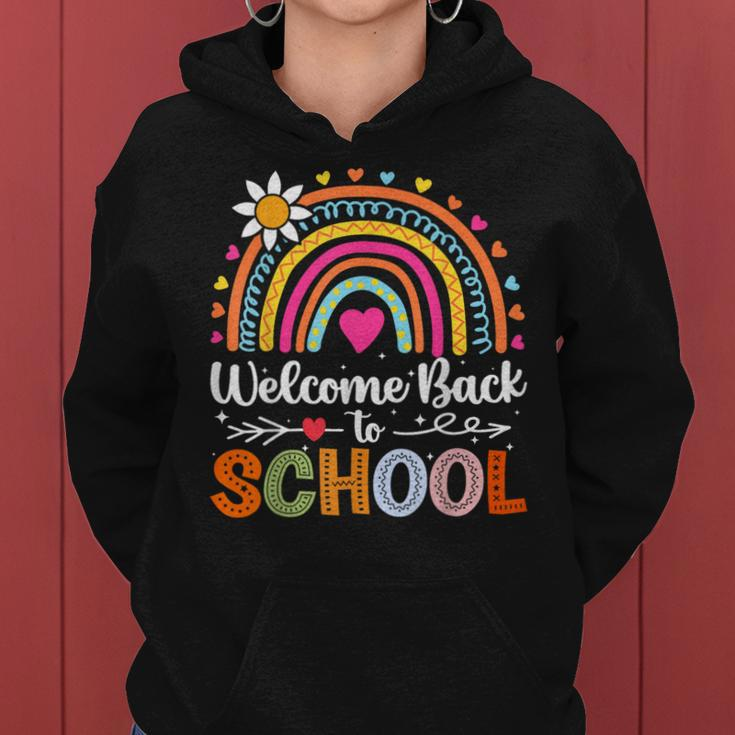 Welcome Back To School First Day Of School Rainbow Teacher Women Hoodie