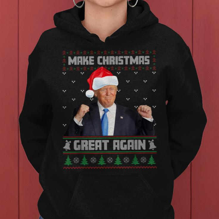 Make Xmas Great Again Ugly Christmas Sweater Trump 2024 Women Hoodie