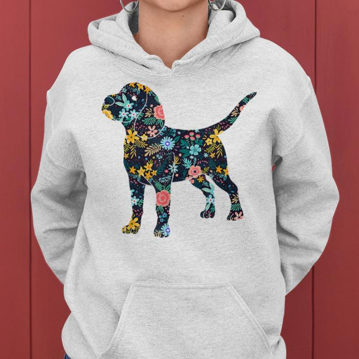 Beagle Floral Dog Silhouette Graphic Women Hoodie