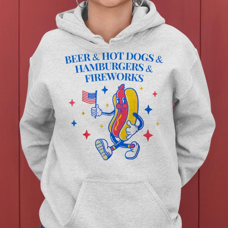 Beer & Hot Dogs & Hamburgers & Fireworks Funny 4Th Of July Women Hoodie