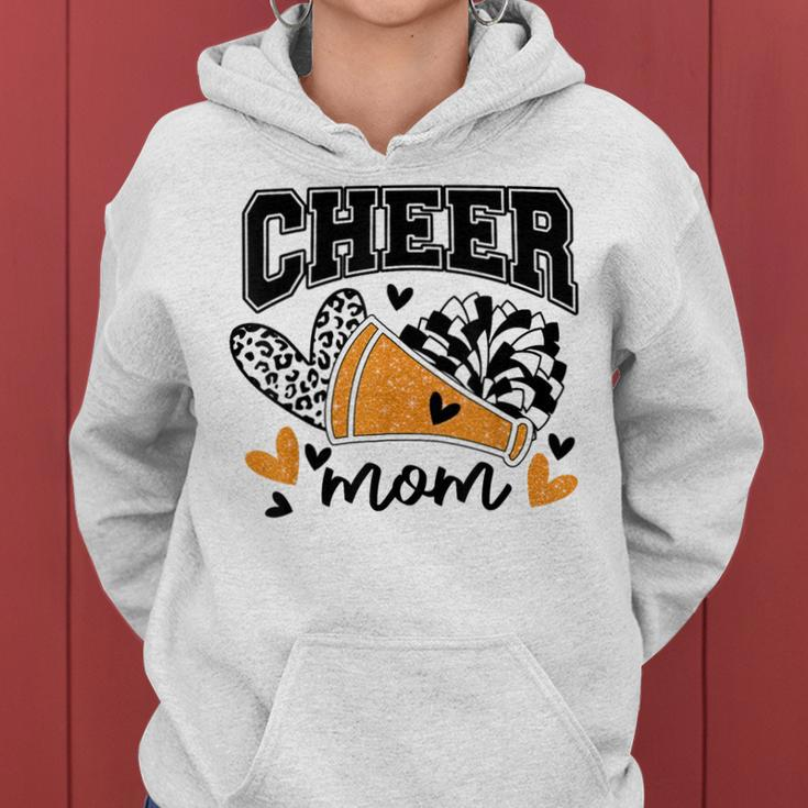 Cheer Mom Biggest Fan Cheerleader Black And Orange Pom Pom Women Hoodie