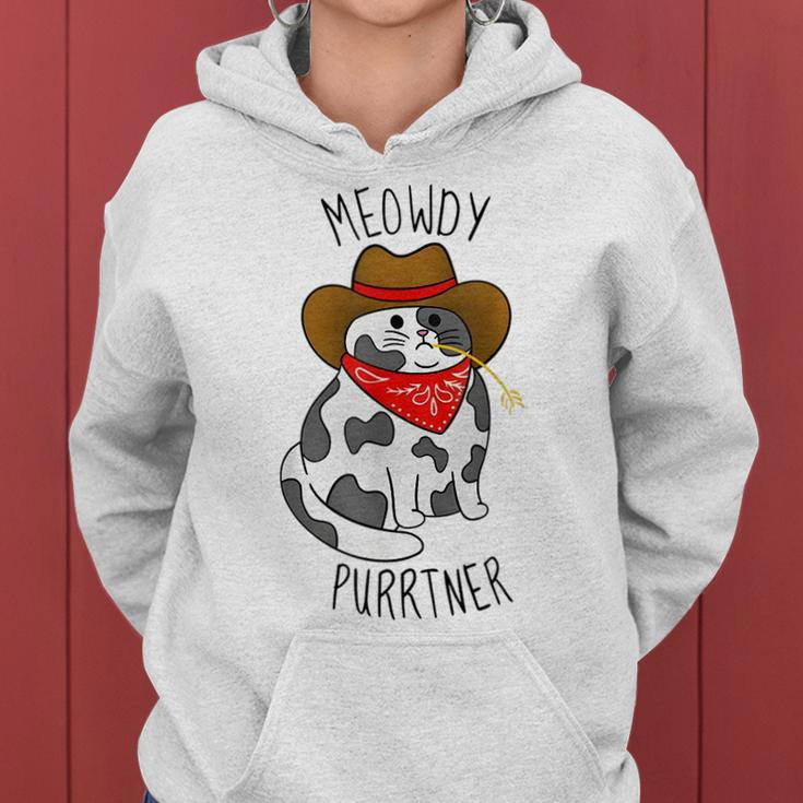 Cowboy Cat Meowdy Purrtner Western Sarcastic Partner Women Hoodie