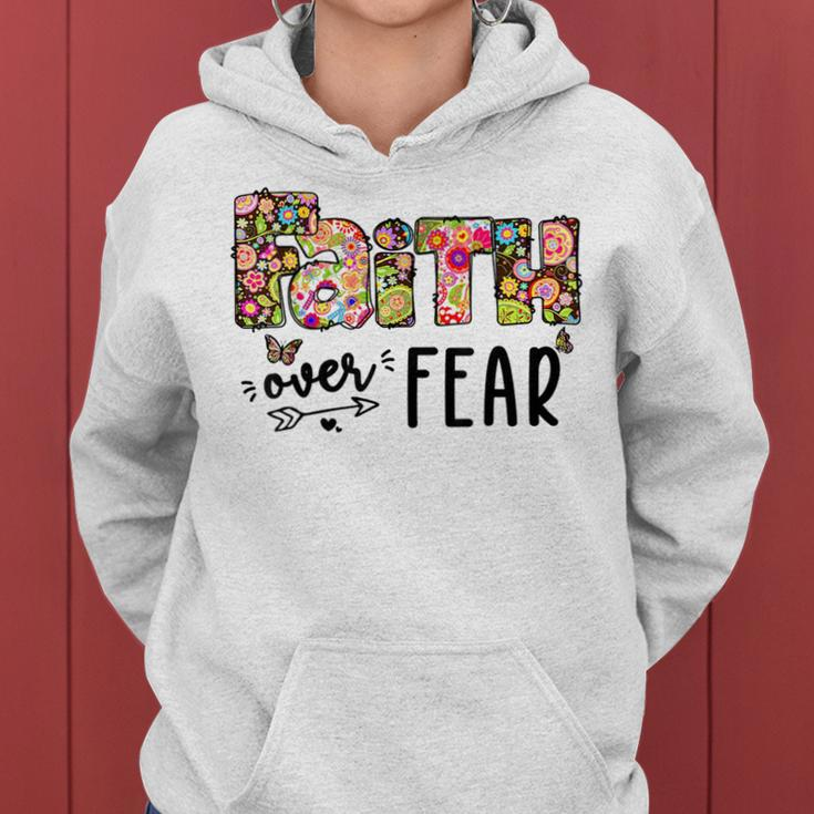 Faith Over Fear Boho Floral Christian Message Faith Gift Faith Funny Gifts Women Hoodie