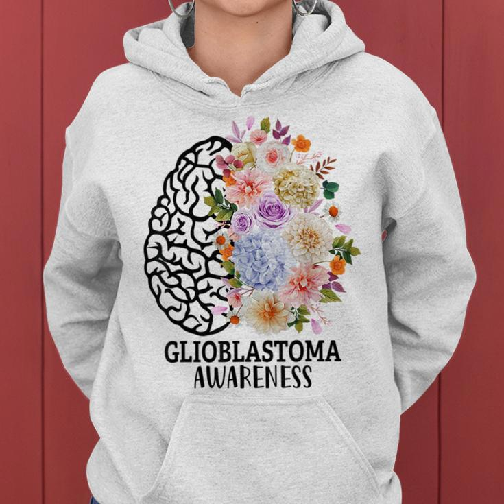Floral Glioblastoma Awareness Month Brain Cancer Women Hoodie