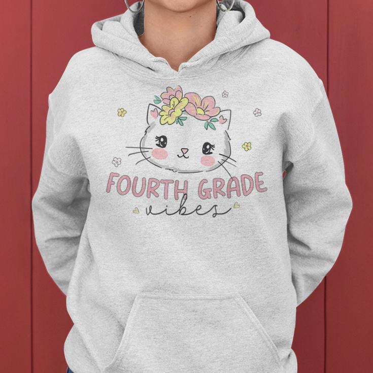 Fourth 4Th Grade Vibes Back To School Cute Cat For Girls Women Hoodie