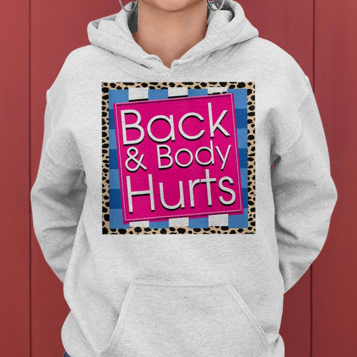 Funny Back Body Hurts Quote Workout Gym Top Leopard Women Hoodie