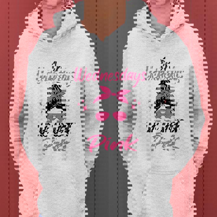 We Wear Pink On Wednesdays Messy Bun On Wednesday Pink Women Hoodie