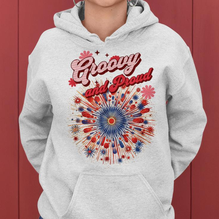 Groovy And Proud Fireworkds And Flowers Design Women Hoodie