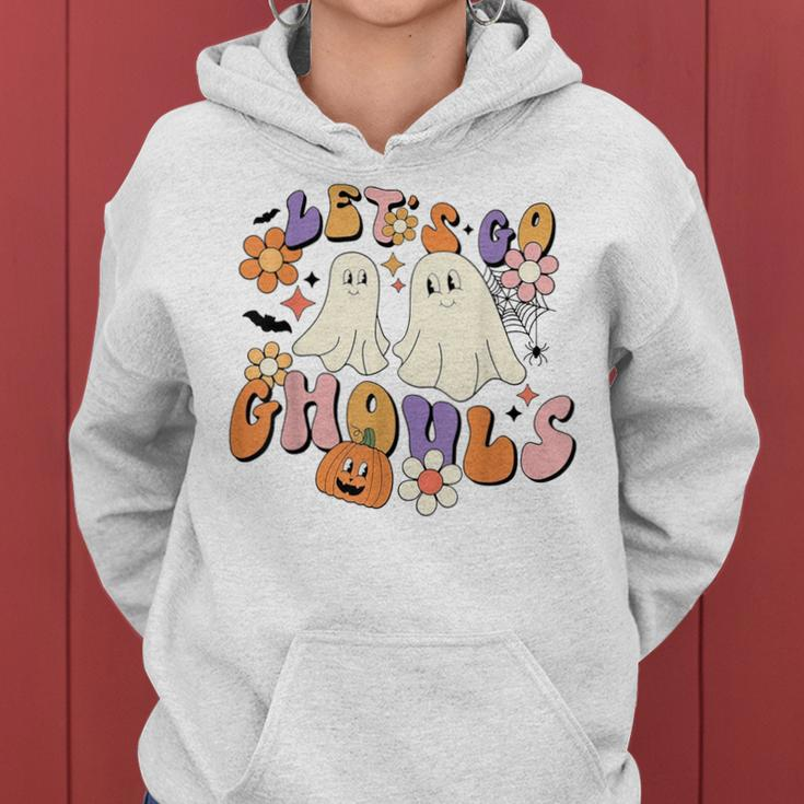 Groovy Let's Go Ghouls Halloween Ghost Outfit For Girl Women Hoodie