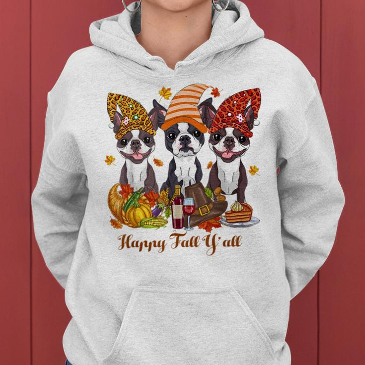 Happy Fall Ya'll Boston Terrier Dog Lover Halloween Halloween Women Hoodie
