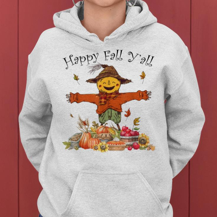 Happy Fall Yall Scarecrow Pumpkin Thanksgiving Halloween Women Hoodie