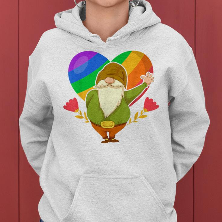 Lgbt Pride Nordic Gnome Rainbow Flag Heart Garden Gnome Women Hoodie