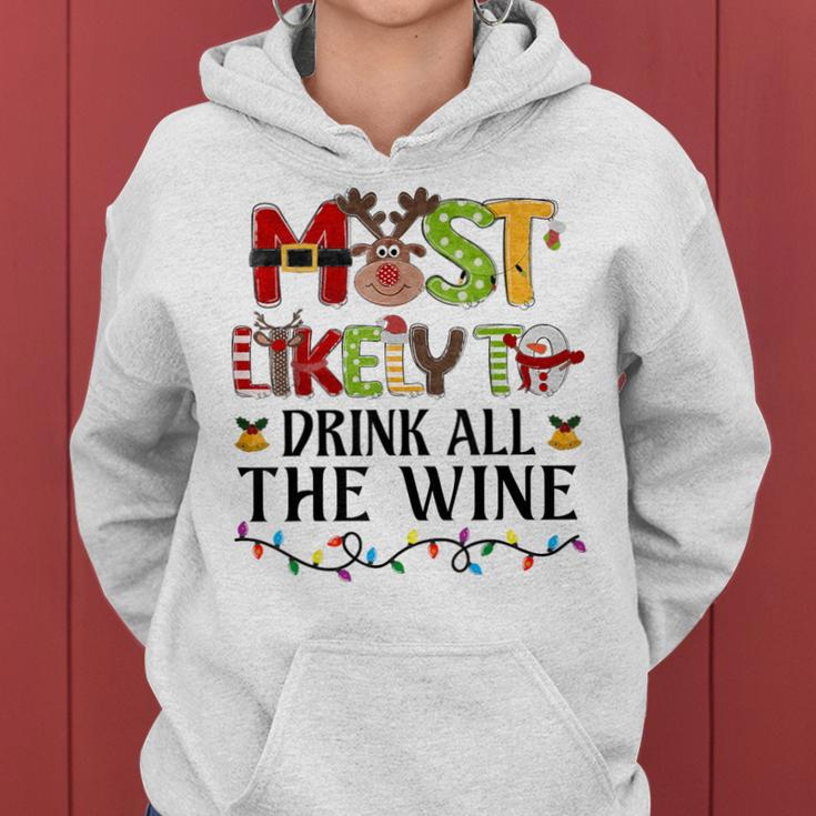 Most Likely To Drink All The Wine Christmas Family Matching Women Hoodie