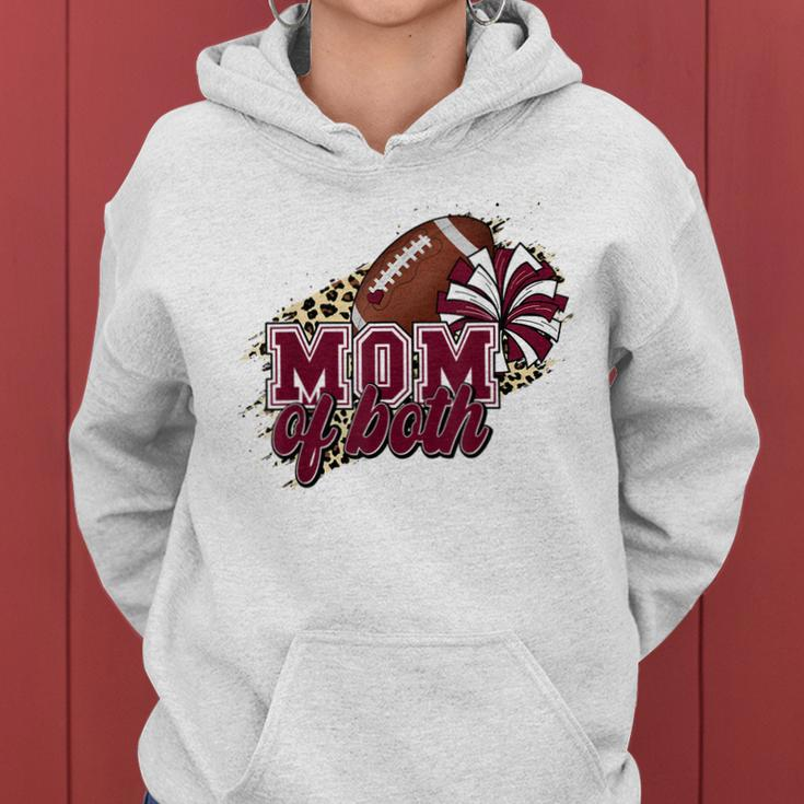 Mom Of Both Football And Cheer Leopard Maroon Women Hoodie