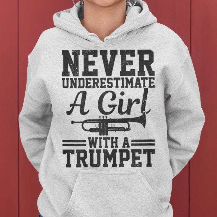 Never Underestimate A Girl With A Trumpet Marching Band Gift For Womens Women Hoodie
