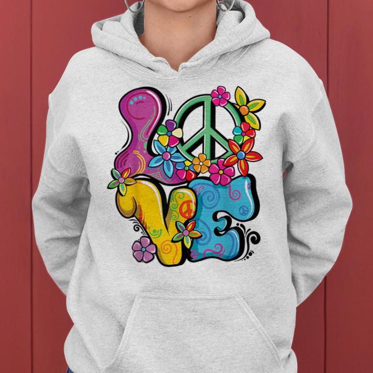 Peace Sign Love 60S 70S Costume Groovy Hippie Theme Party Women Hoodie