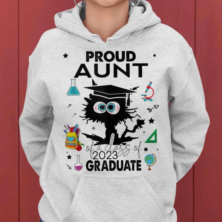 Proud Aunt Of A Class Of 2023 Graduate Cool Funny Black Cat Women Hoodie