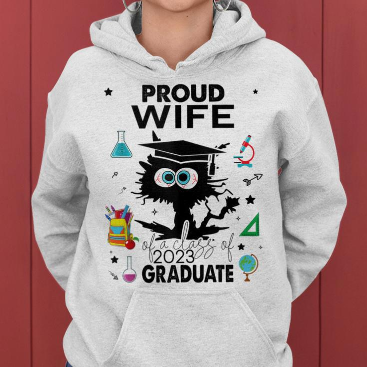 Proud Wife Of A Class Of 2023 Graduate Cool Funny Black Cat Women Hoodie