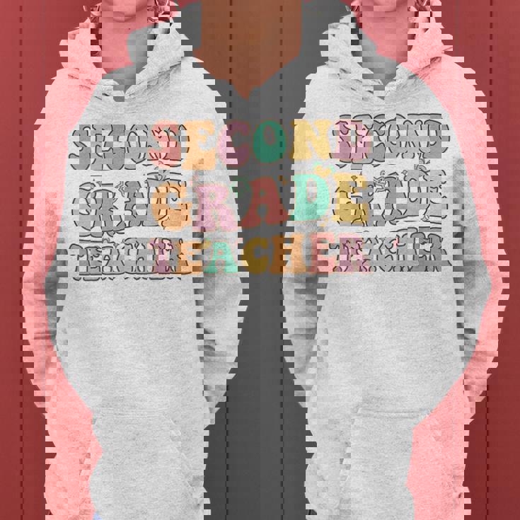 Retro Groovy Second Grade Teacher Back To School 2Nd Grade Women Hoodie