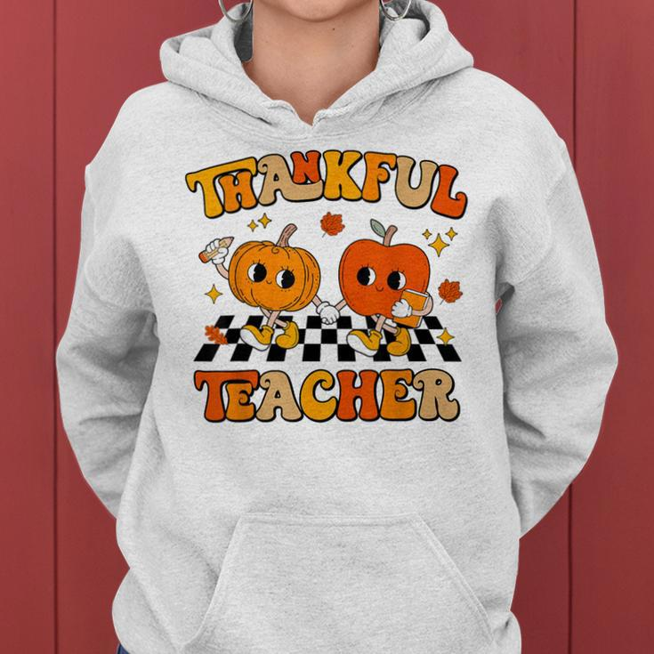 Thankful Teacher Retro Groovy Thanksgiving Fall Men Women Hoodie