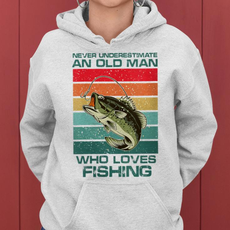 Never Underestimate A Old Man Who Loves Fishing Bass Vintage Women Hoodie