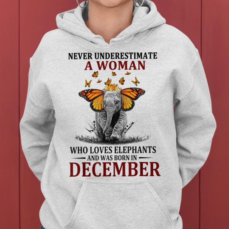 Never Underestimate A Woman Who Loves Elephants December Women Hoodie