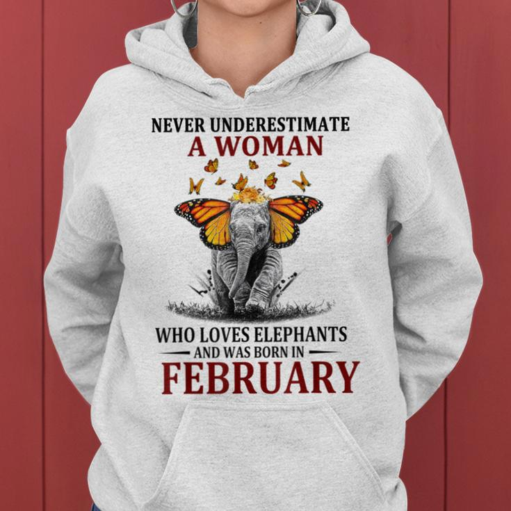 Never Underestimate A Woman Who Loves Elephants February Women Hoodie