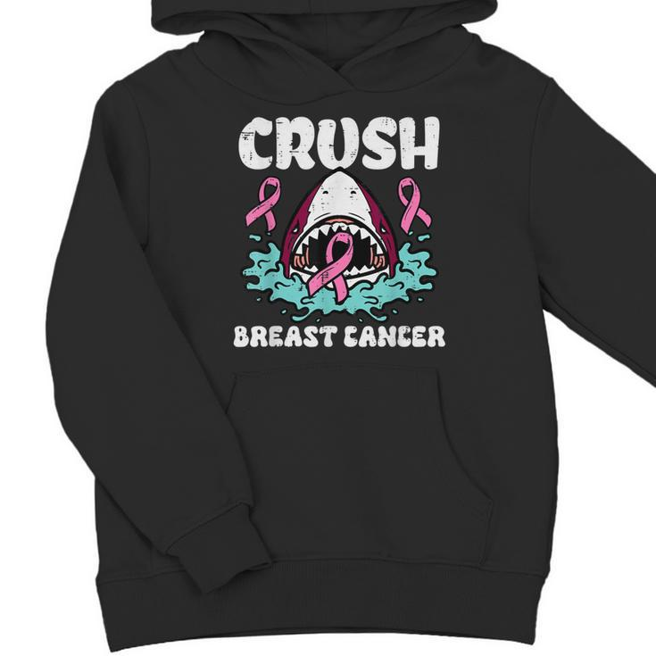 Crush Breast Cancer Awareness Pink Shark Ribbon Toddler Boys Youth Hoodie