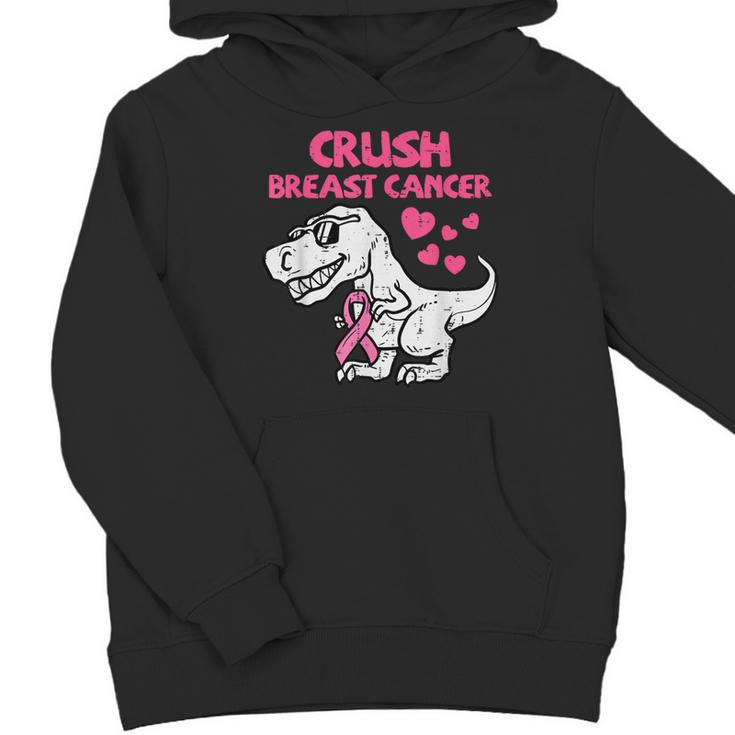 Crush Breast Cancer Awareness Trex Dino Ribbon Toddler Boys Youth Hoodie