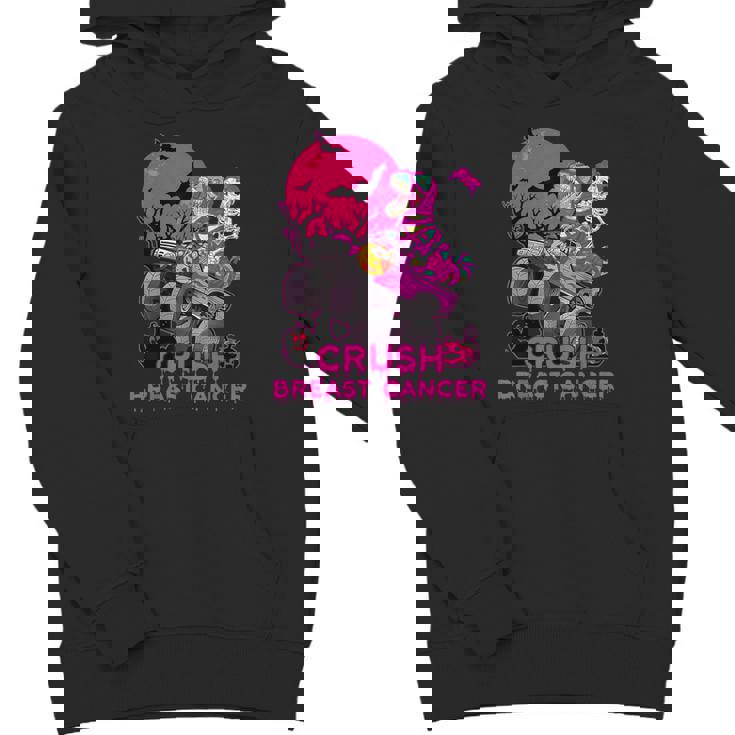 Crush Breast Cancer Skeleton Monster Truck Halloween Boy Kid Youth Hoodie