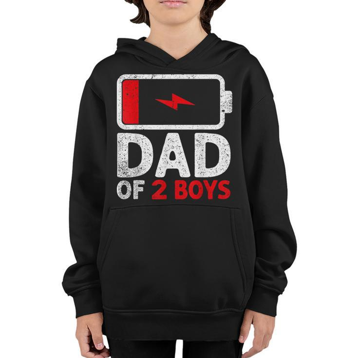 Fathers Day  Dad Of 2 Two Boys Low Battery Daddy Gifts  Gift For Mens Youth Hoodie