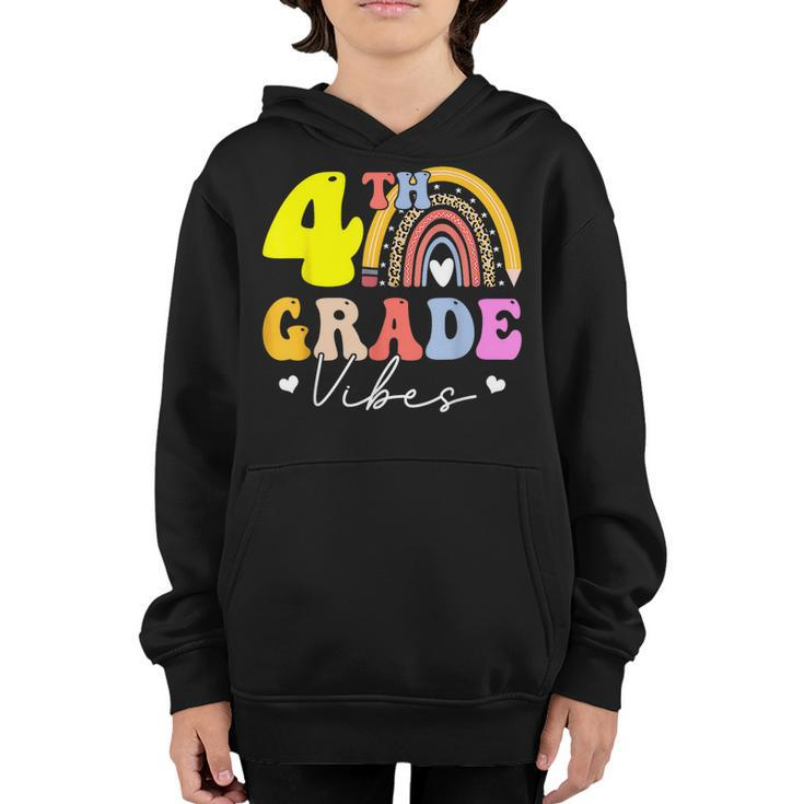 First Day Of 4Th Grade Vibes Back To School Rainbow Leopard  Rainbow Gifts Youth Hoodie