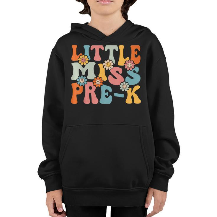 First Day Of Little Miss Pre K Back To School Teachers Retro  Youth Hoodie