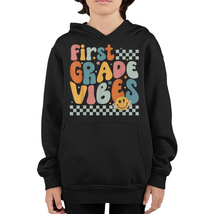 First Grade Vibes For Girls Boys 1St Grade Teacher Groovy  Teacher Gifts Youth Hoodie