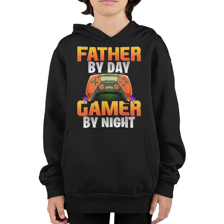 Gamer Dad Funny Sayings Gaming Father By Day Gamer By Night  Youth Hoodie