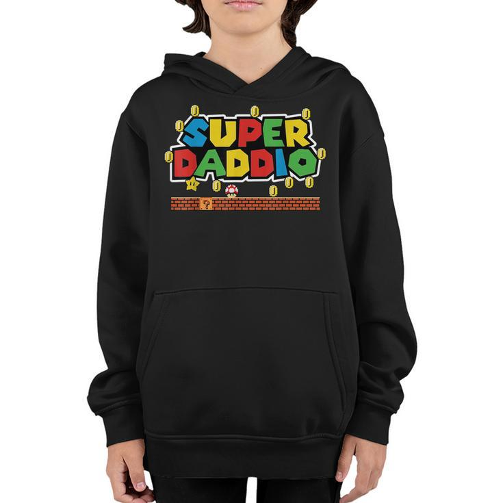 Superdaddio Funny Dad Daddy Father Video Game Lovers  Youth Hoodie