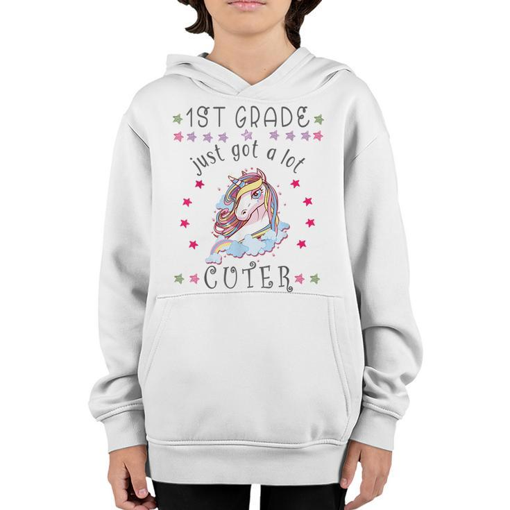 1St Grade Just Got A Lot Cuter Unicorn Back To School  Unicorn Funny Gifts Youth Hoodie